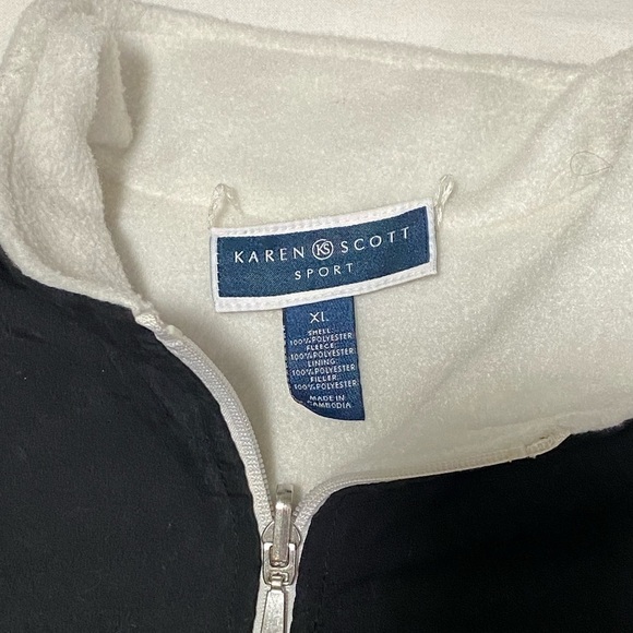 Karen Scott Sport Black Quilted and White Fleece Reversible Vest XL - Picture 4 of 13